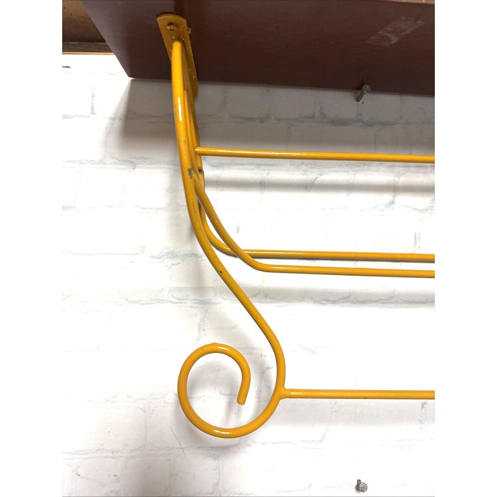 Farmhouse Red Orange Yellow Metal Wooden Wall Shelf with Scrolls 17.5x13.75 in - Picture 4 of 7